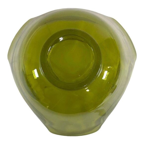 Vintage MCM Avacado Green Glass Folded Sides Serving Chip Bowl 9” Boho Retro - Picture 6 of 9